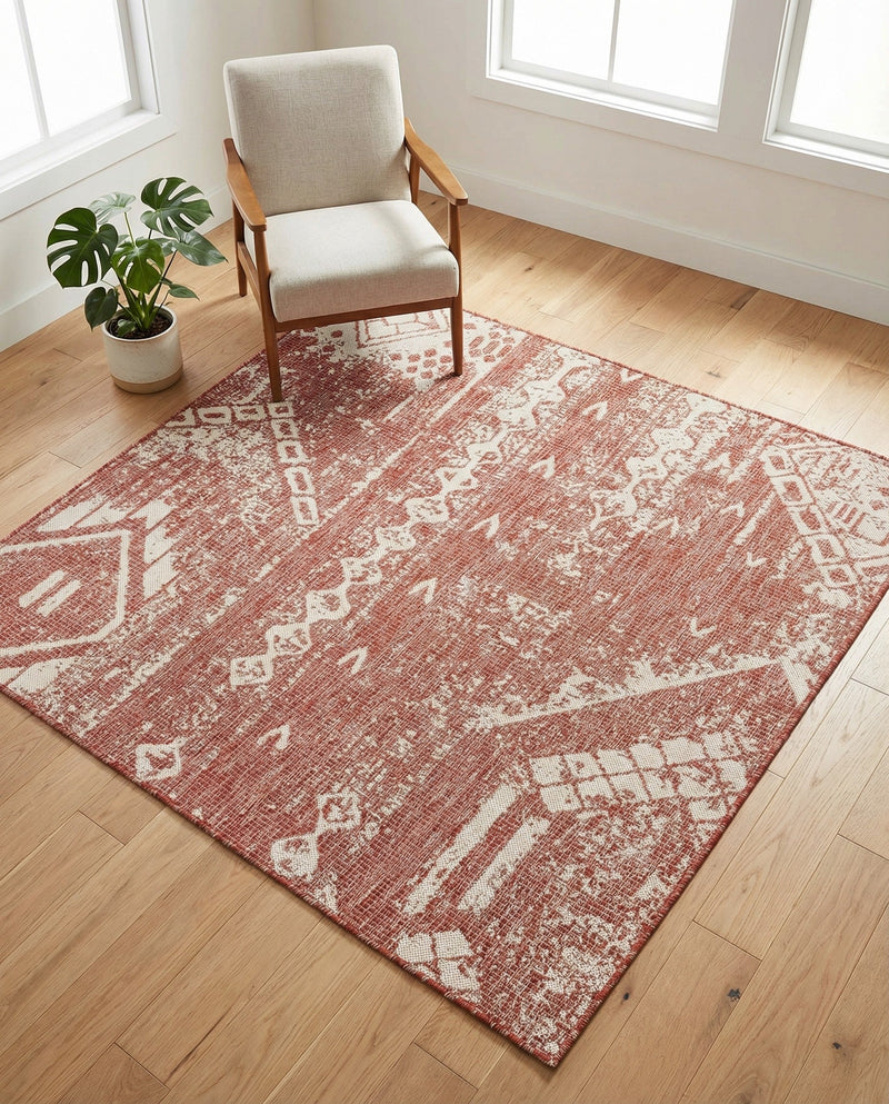 Desert Nomad Terrace Collection Area Rug - Sahara (Rust Red) Square Rust Red  lifestyle 49
