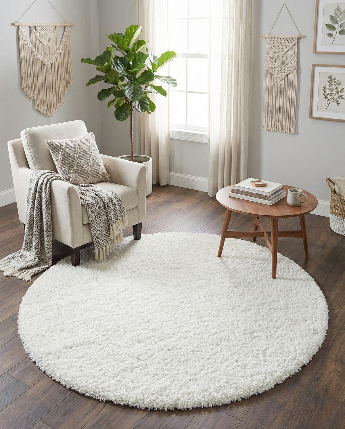 Alpine Plush Collection Area Rug -  Cortina (White) Round White  lifestyle 76