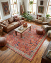 Seville Stripes Collection Area Rug -  Malaga (Brick Red) Rectangle Brick Red  lifestyle 10