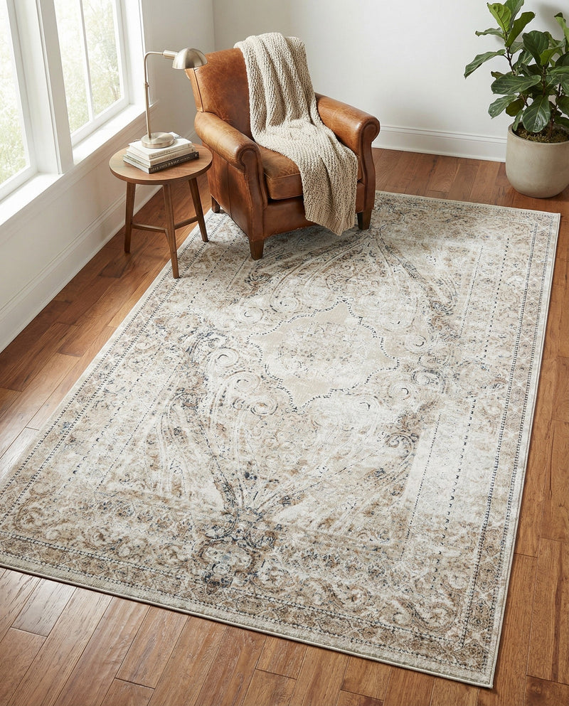 Coastal Manor Collection Area Rug -  Seagrove Rectangle Beige  lifestyle 29