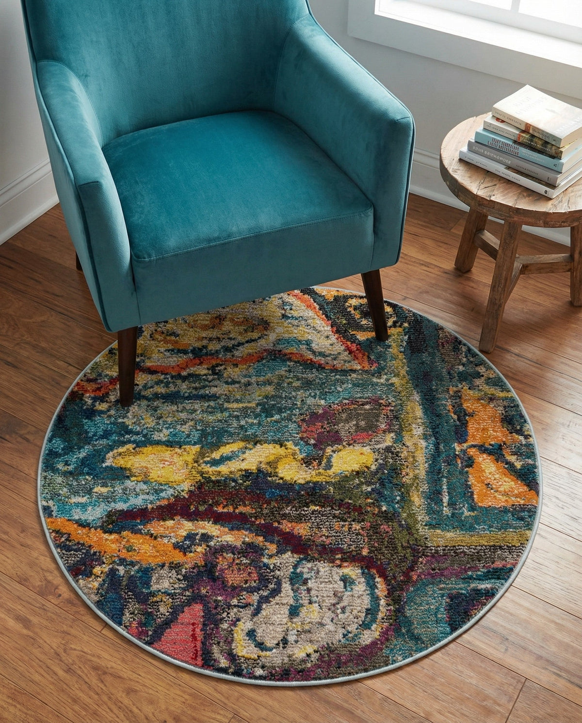 Autumnal Tapestry Collection Area Rug - Harvestville Round Multi  lifestyle 85