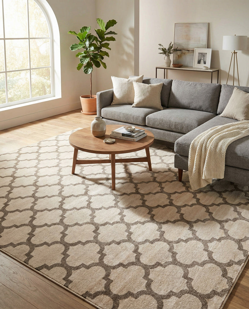 Lattice Gardens Collection Area Rug -  Bloomfield (Beige and Light Brown) Rectangle Beige and Light Brown  lifestyle 10