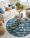Seaside Haven Rugs Collection Area Rug -  Oceanview Round Blue  lifestyle 40