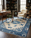 Bazaar Chic Collection Area Rug -  Casablanca Rectangle Ivory and Blue  lifestyle 16