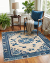 Bazaar Chic Collection Area Rug -  Casablanca Square Ivory and Blue  lifestyle 48