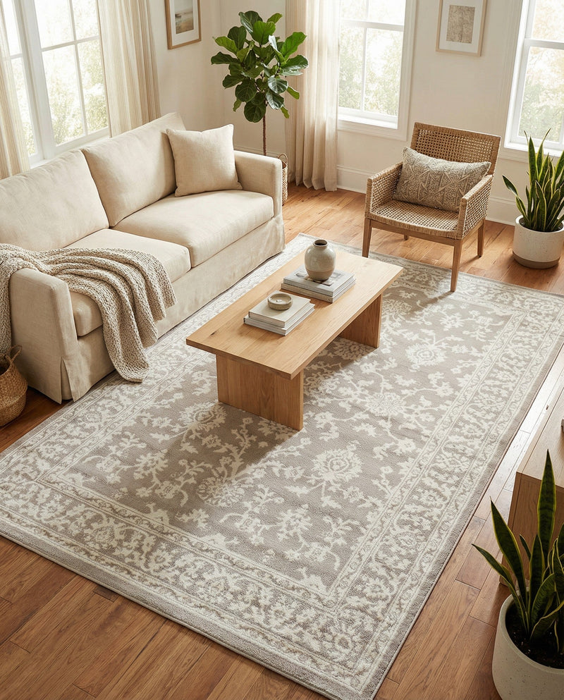 Savannah Elegance Collection Area Rug - Augusta (Light Gray) Rectangle Light Gray  lifestyle 7