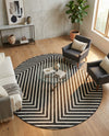 Urban Terrace Collection Area Rug -  Astoria (Black and White) Round Black and White  lifestyle 61
