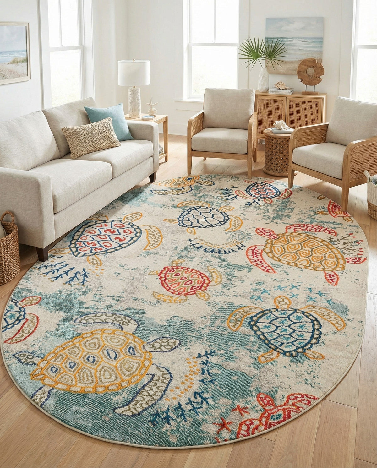Sorrento Shores Collection Area Rug -  Massa Oval Beige  lifestyle 132