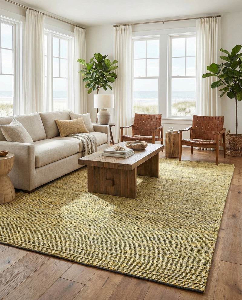 Coastal Haven Striped Jute Collection Area Rug - Marina Rectangle Yellow and Navy  lifestyle 42