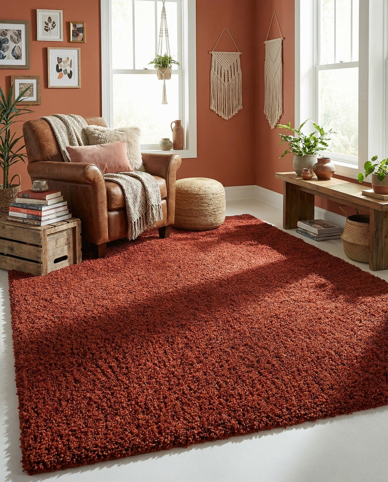 Plush Oasis Collection Area Rug - Serenity (Terracotta) Rectangle Terracotta  lifestyle 15