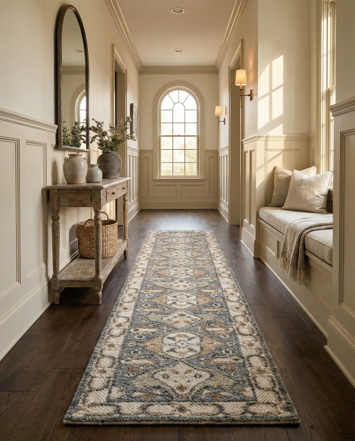 Byzantine Heritage Collection Area Rug - Istanbul Runner Antique Gray  lifestyle 33