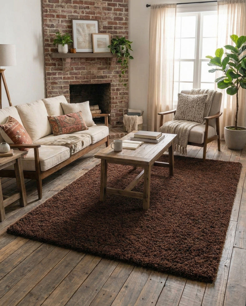 Plush Oasis Collection Area Rug - Serenity (Chocolate Brown) Rectangle Chocolate Brown  lifestyle 27
