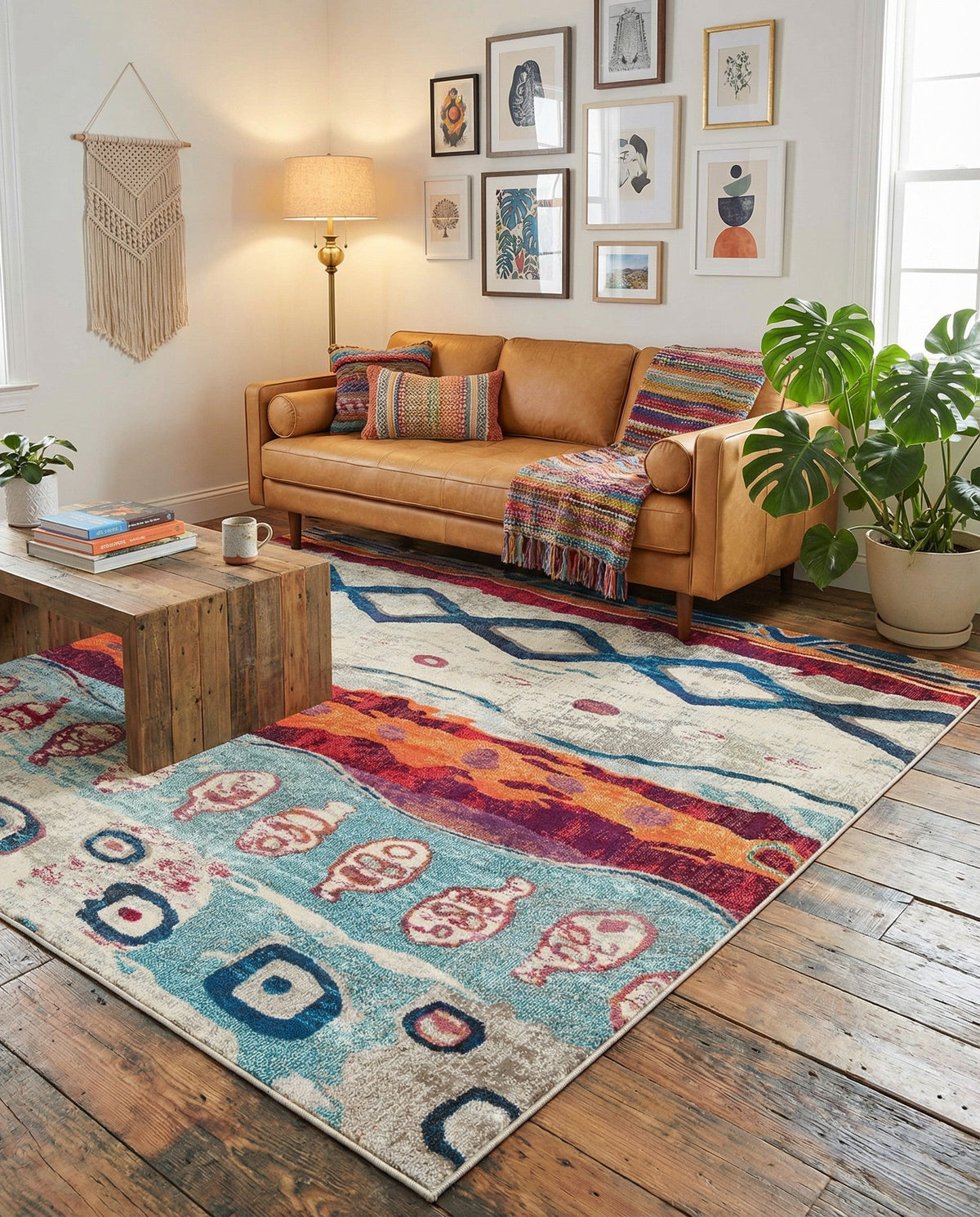Colorburst Oasis Collection Area Rug -  Lagoon Square Multi  lifestyle 87
