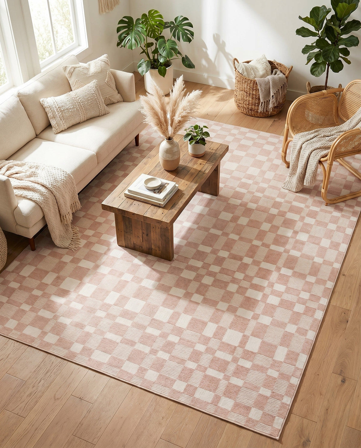 Haven Tapestry Collection Area Rug -  SereneCove Rectangle Barely Blush Pink  lifestyle 27