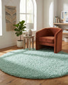 Eternal Plush Oasis Collection Area Rug -  Tranquility (Cyan) Round Cyan  lifestyle 62