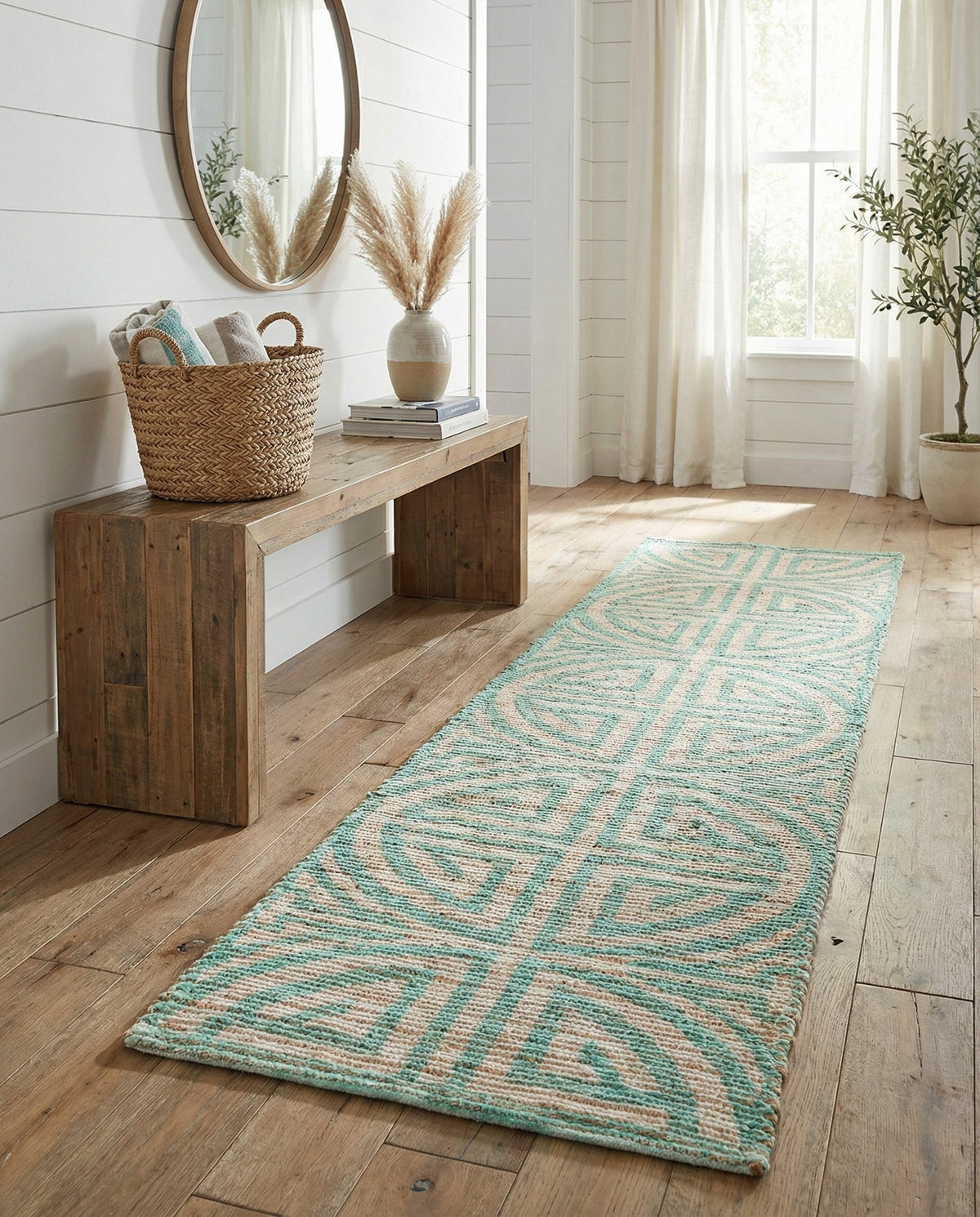 Savannah Threads Collection Area Rug -  Thar Runner Blue and Ivory  lifestyle 164