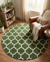 Lattice Gardens Collection Area Rug -  Bloomfield (Dark Green) Round Dark Green  lifestyle 50