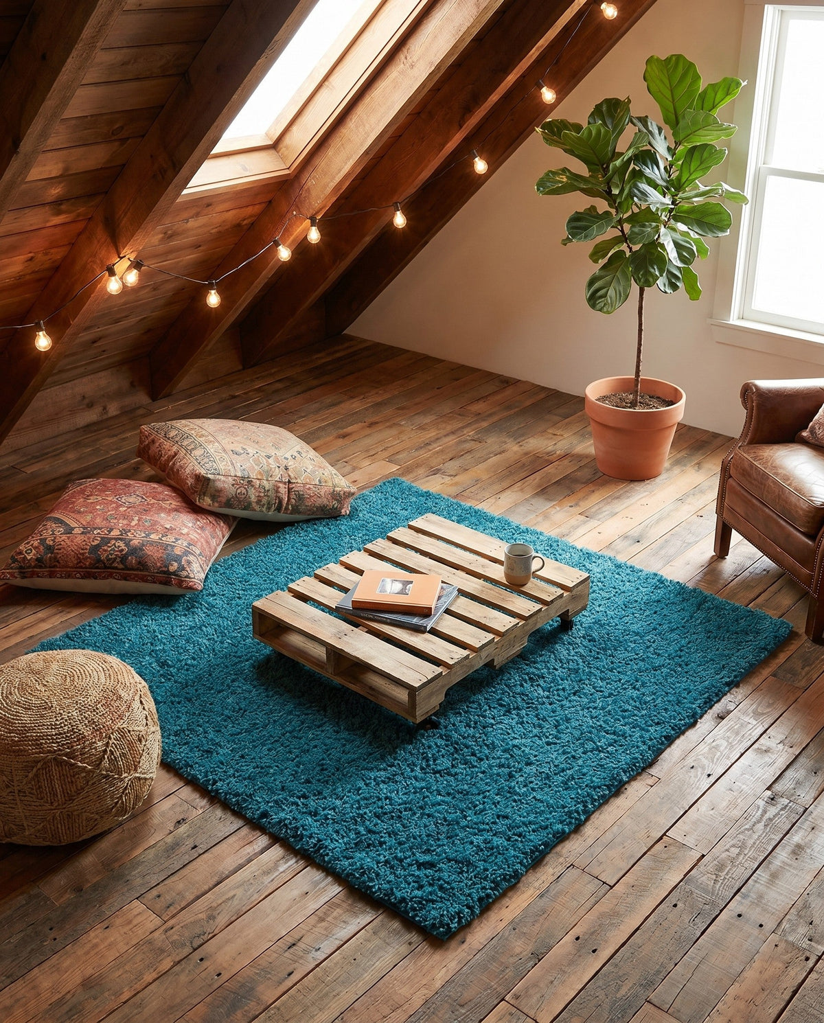 Plush Oasis Collection Area Rug - Serenity (Deep Aqua Blue) Square Deep Aqua Blue  lifestyle 98