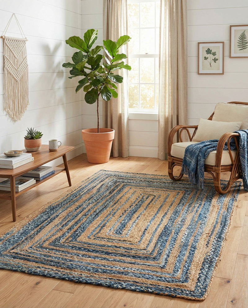 Woven Udaipur Collection Area Rug - Sahara Rectangle Blue and Natural  lifestyle 16