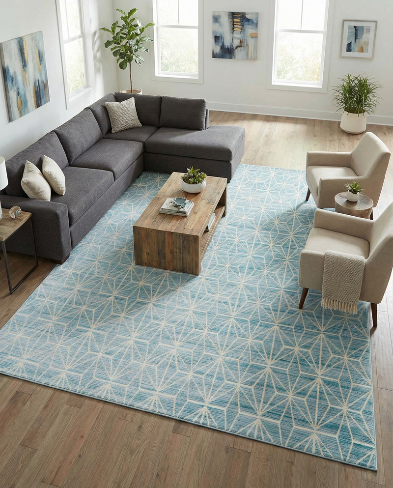 Metro Heights Collection Area Rug -  Hudson Rectangle Blue  lifestyle 26