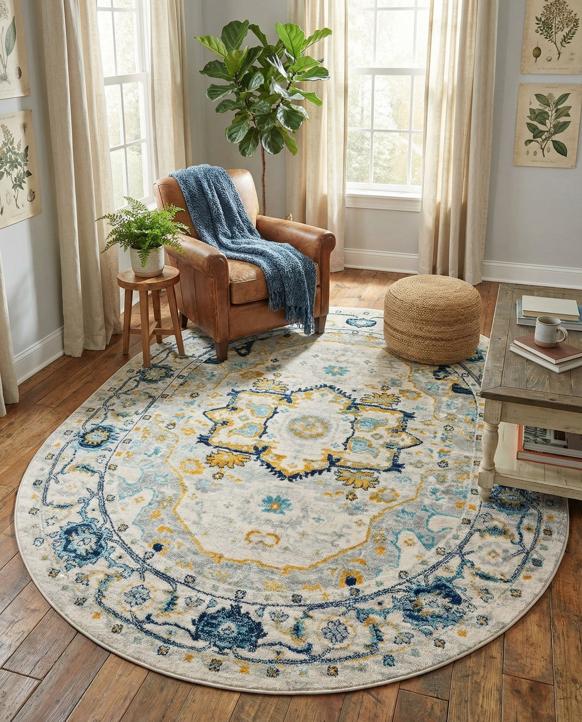 Parisian Elegance Collection Area Rug - Versailles (Gray) Oval Gray  lifestyle 96