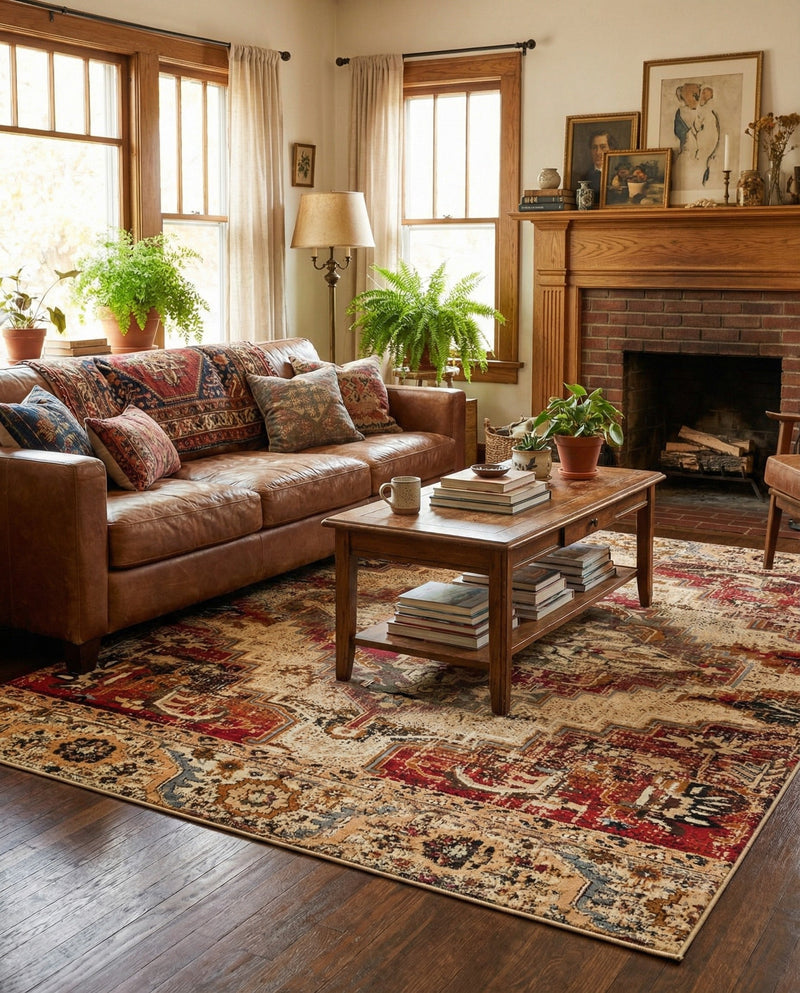 Neptune Elegance Collection Area Rug -  Naiad Rectangle Burgundy Beige  lifestyle 18