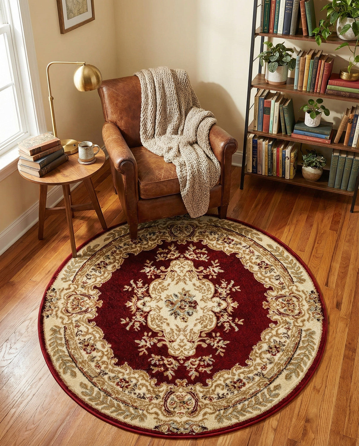 Versailles Elegance Collection Area Rug -  Vincennes Round Red  lifestyle 127