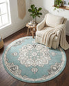 Beverly Grove Collection Area Rug - Melrose (Aqua) Round Aqua  lifestyle 54