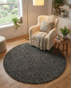 Cozy Comfort Shag Collection Area Rug - Haven (Smoke Gray) Round Smoke Gray  lifestyle 55
