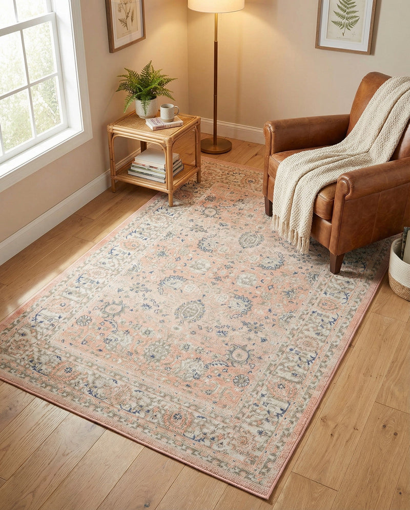 Savannah Series Collection Area Rug -  Beaufort Rectangle Powder Pink  lifestyle 40