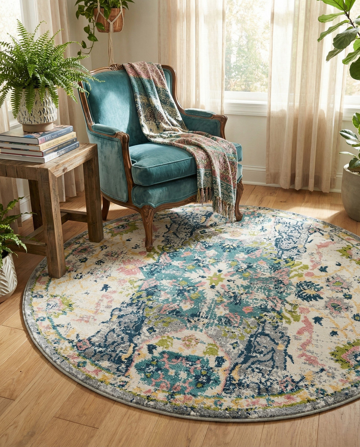 Savannah Elegance Collection Area Rug -  Azalea Round Ivory  lifestyle 110