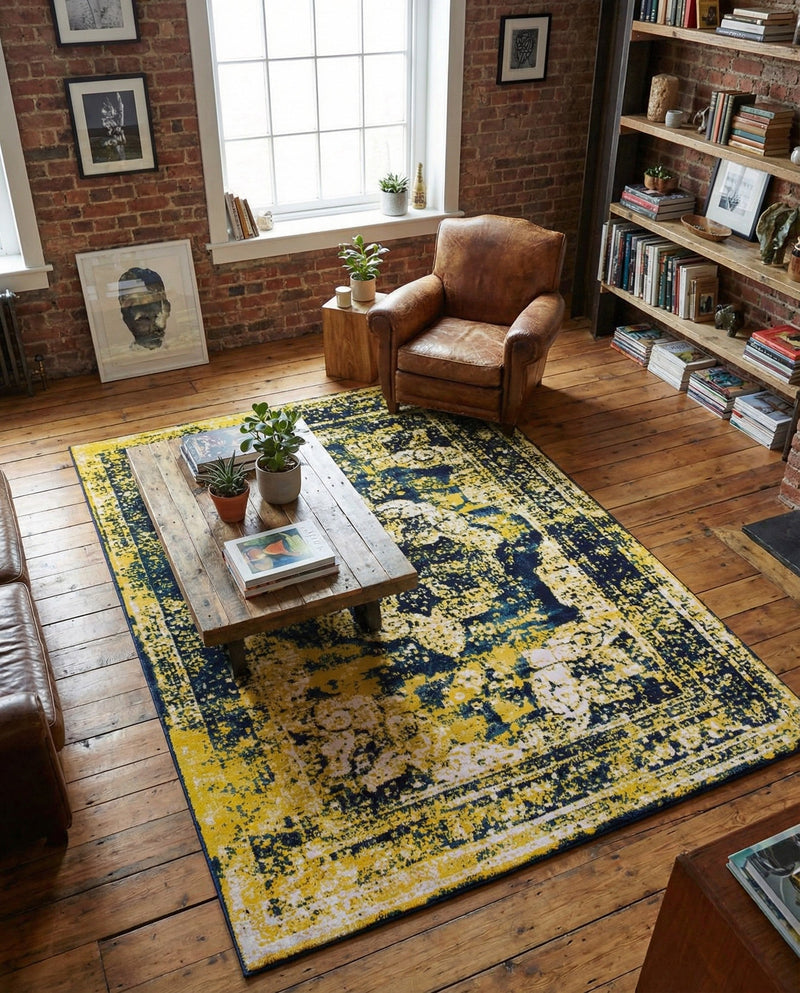 Riviera Elegance Collection Area Rug -  Menton (Navy Blue) Rectangle Navy Blue  lifestyle 12