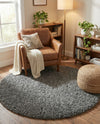 Eternal Plush Oasis Collection Area Rug -  Tranquility (Smoke) Round Smoke  lifestyle 70