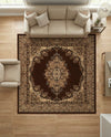 Tabriz Tapestry Collection Area Rug - Azerbaijan (Brown) Square Brown  lifestyle 62