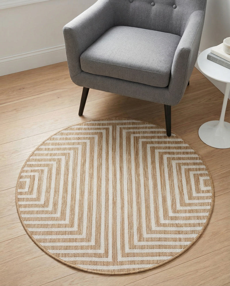 Urban Terrace Collection Area Rug -  Astoria (Taupe) Round Taupe  lifestyle 55