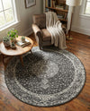 Dover Terrace Collection Area Rug - Marina (Dark Gray) Round Dark Gray  lifestyle 61