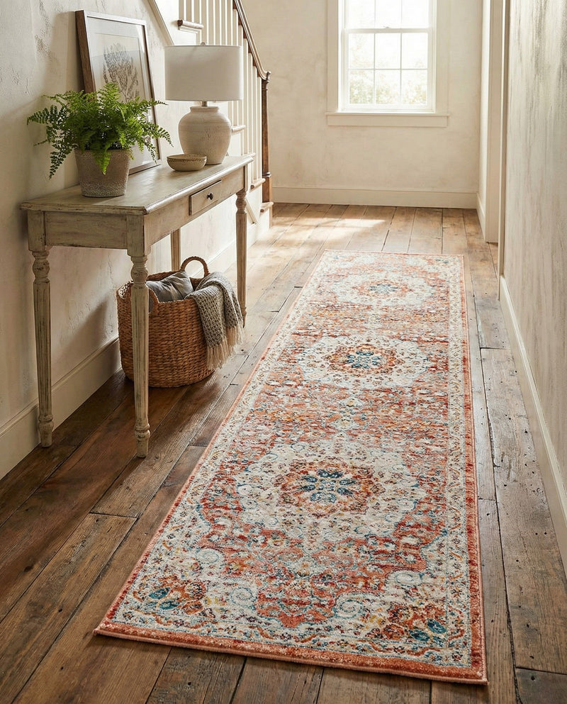 Coastal Haven Collection Area Rug - Seabreeze (Red) Runner Red  lifestyle 45