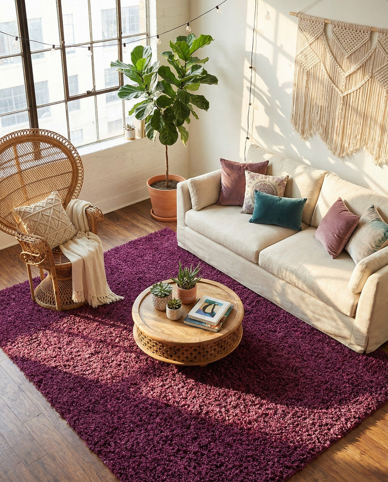 Plush Oasis Collection Area Rug - Serenity (Eggplant Purple) Rectangle Eggplant Purple  lifestyle 23