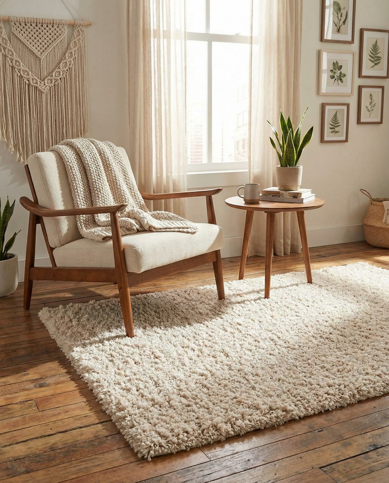 Cozy Comfort Shag Collection Area Rug - Haven (Oatmeal Beige) Rectangle Oatmeal Beige  lifestyle 20