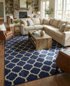 Lattice Gardens Collection Area Rug -  Bloomfield (Dark Blue) Rectangle Dark Blue  lifestyle 23