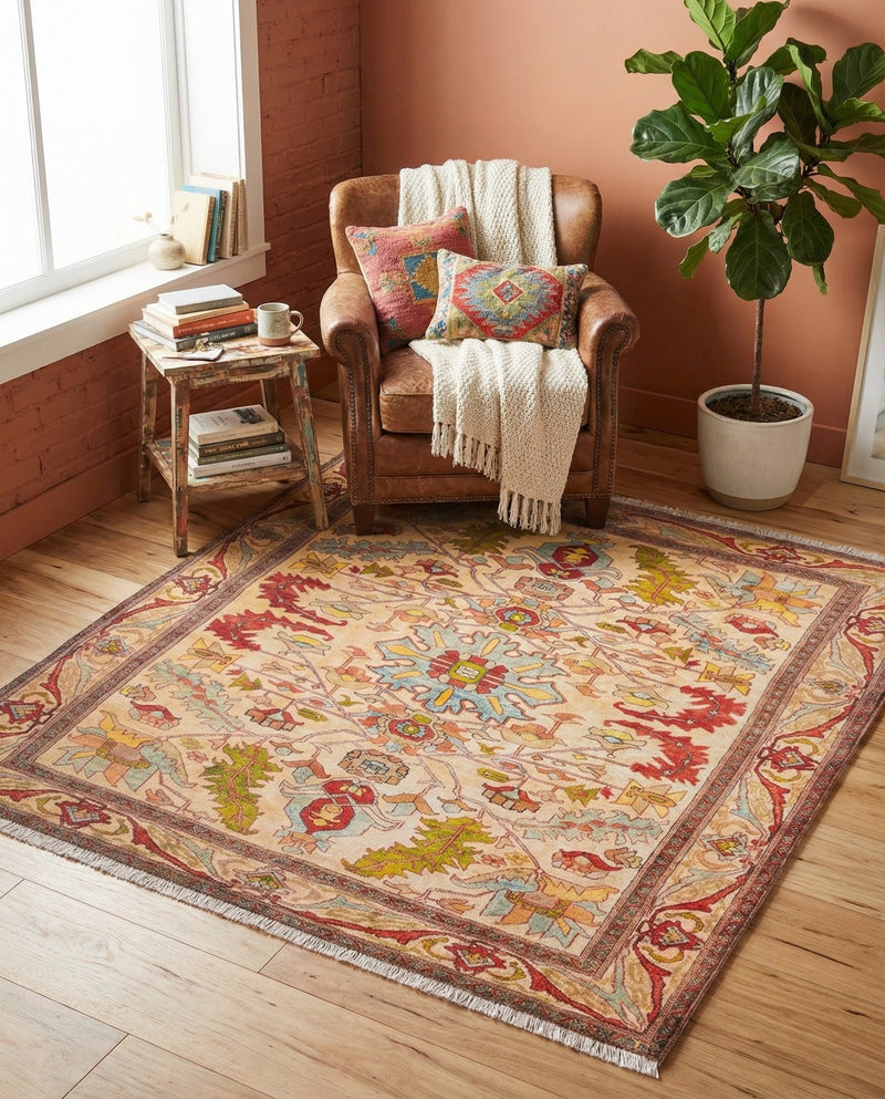 Bazaar Chic Collection Area Rug -  Tetouan Square Beige  lifestyle 50
