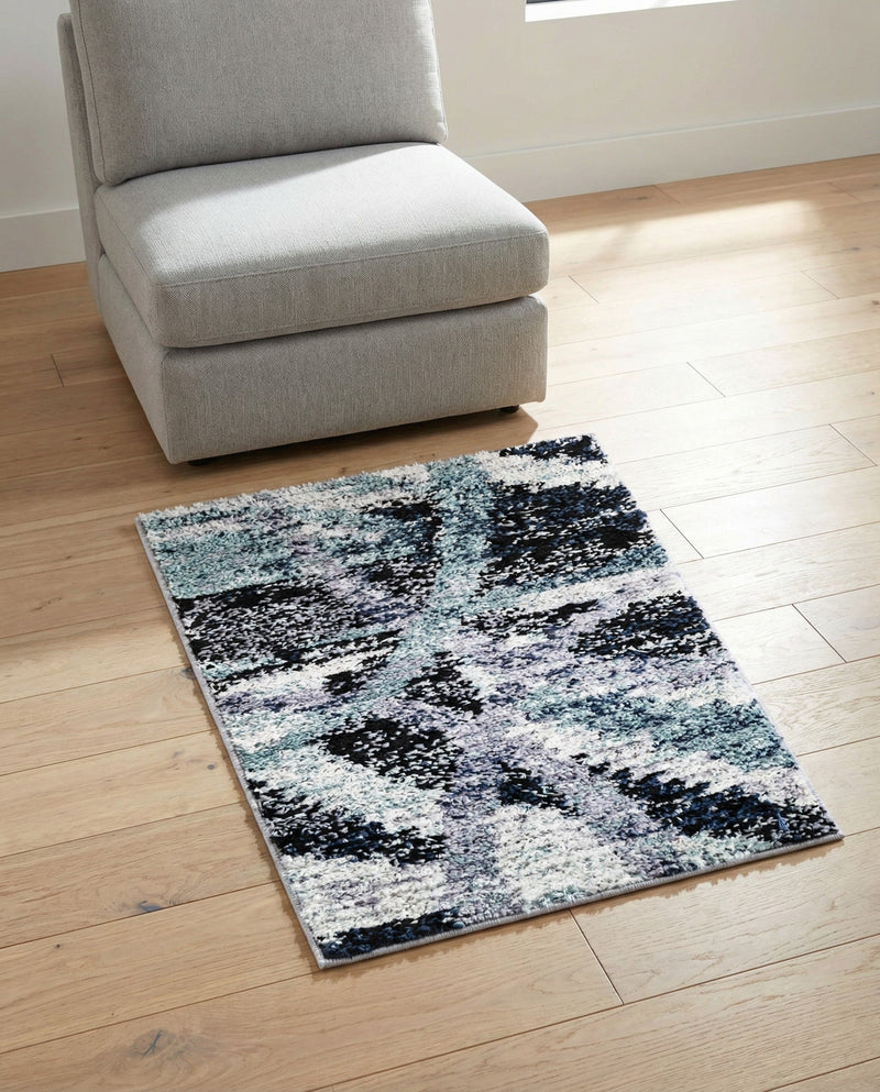 Santa Fe Trails Collection Area Rug -  Navajo Rectangle Gray and Ivory  lifestyle 6