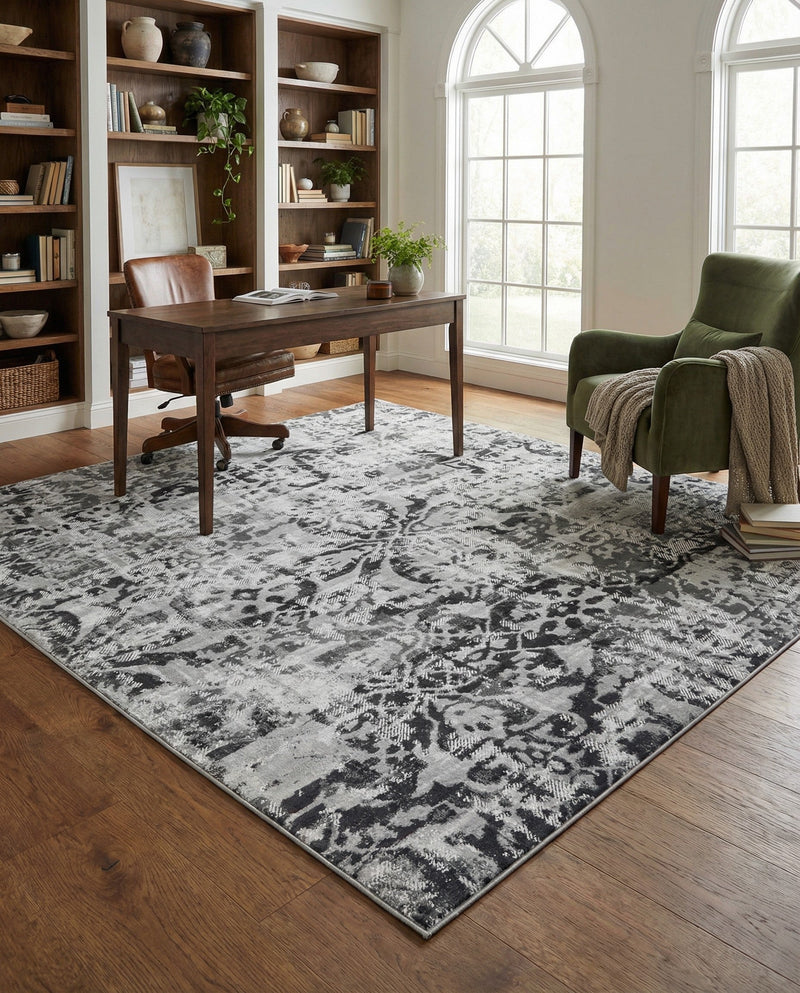 Geneva Terrace Collection Area Rug -  Morges Rectangle Gray  lifestyle 7
