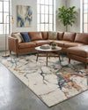 Jewel Oasis Collection Area Rug -  Opaline Rectangle White Navy  lifestyle 7