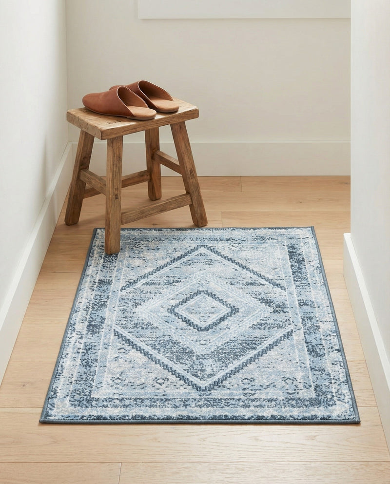 Aegean Elegance Washables Collection Area Rug -  Delos Rectangle Navy Blue  lifestyle 17