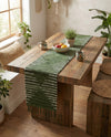Thar Cotton Collection Area Rug - Jaisalmer (Green) Table Runner Green  lifestyle 54