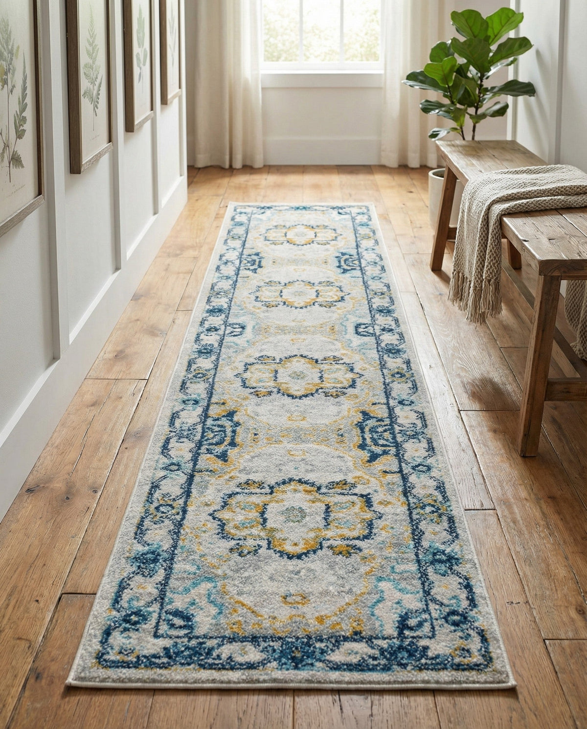 Parisian Elegance Collection Area Rug - Versailles (Gray) Runner Gray  lifestyle 86