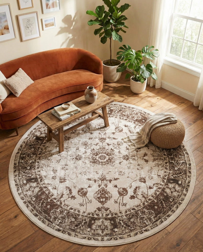 Andes Summit Collection Area Rug -  Aconcagua Round Cream  lifestyle 75