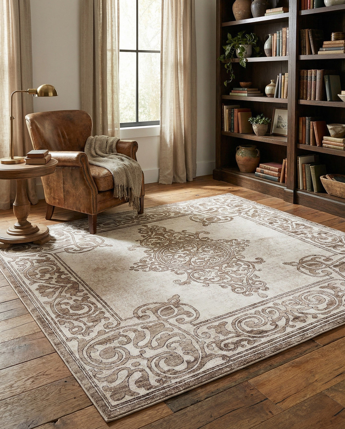Sanctuary Retreat Collection Area Rug - Haven Square Chocolate Brown  lifestyle 91