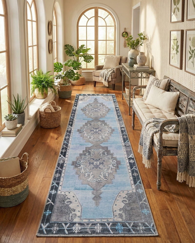 Heritage Elegance Collection Area Rug -  Winterthur (Blue Gray) Runner Blue Gray  lifestyle 58